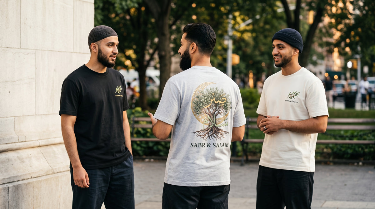 SABR & SALAM Olive Tree & Crescent Graphic T-Shirt – Premium Heavyweight Tee