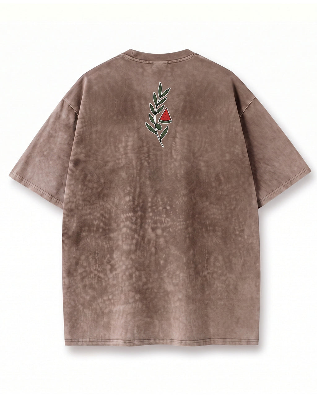 Palestine Solidarity Oversized T-Shirt – Realistic Palestinian Flag Symbols on Brown Acid Wash Tee