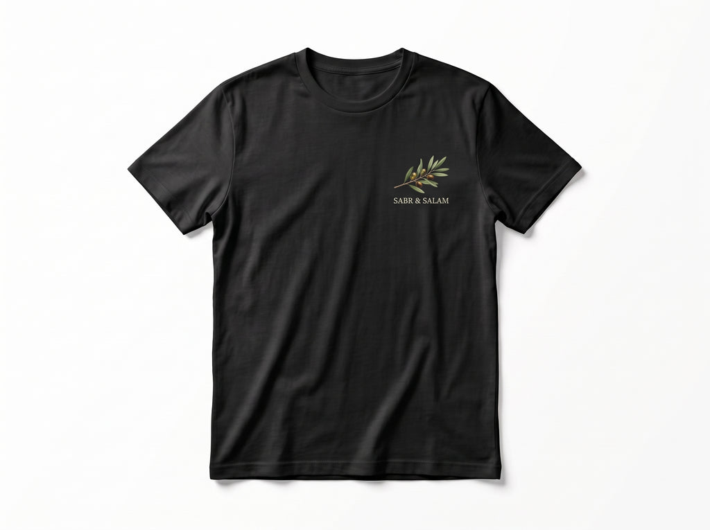 SABR & SALAM Olive Tree & Crescent Graphic T-Shirt – Premium Heavyweight Tee