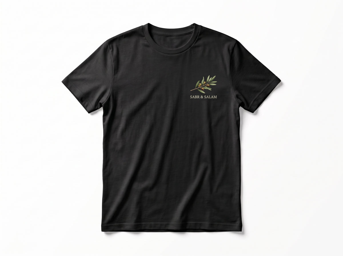 SABR & SALAM Olive Tree & Crescent Graphic T-Shirt – Premium Heavyweight Tee