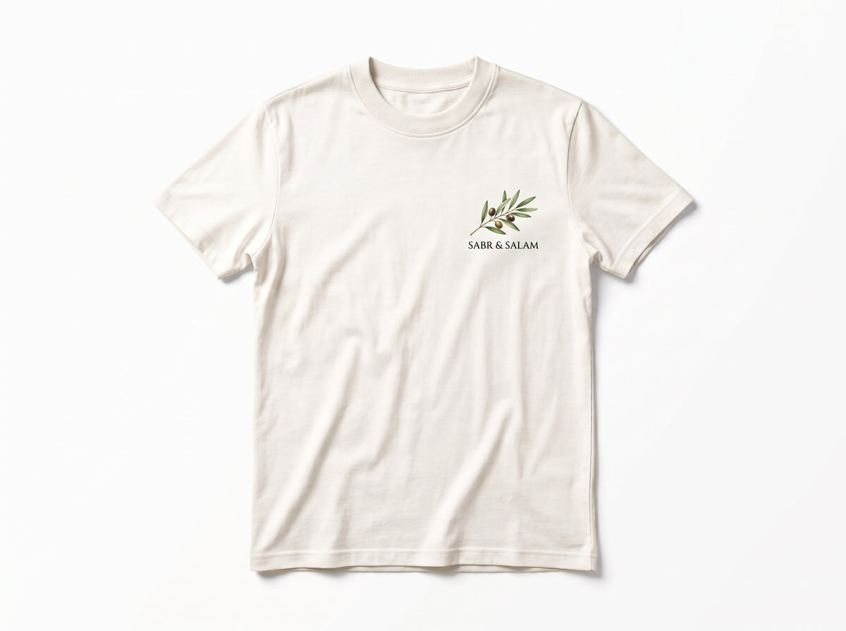 SABR & SALAM Olive Tree & Crescent Graphic T-Shirt – Premium Heavyweight Tee