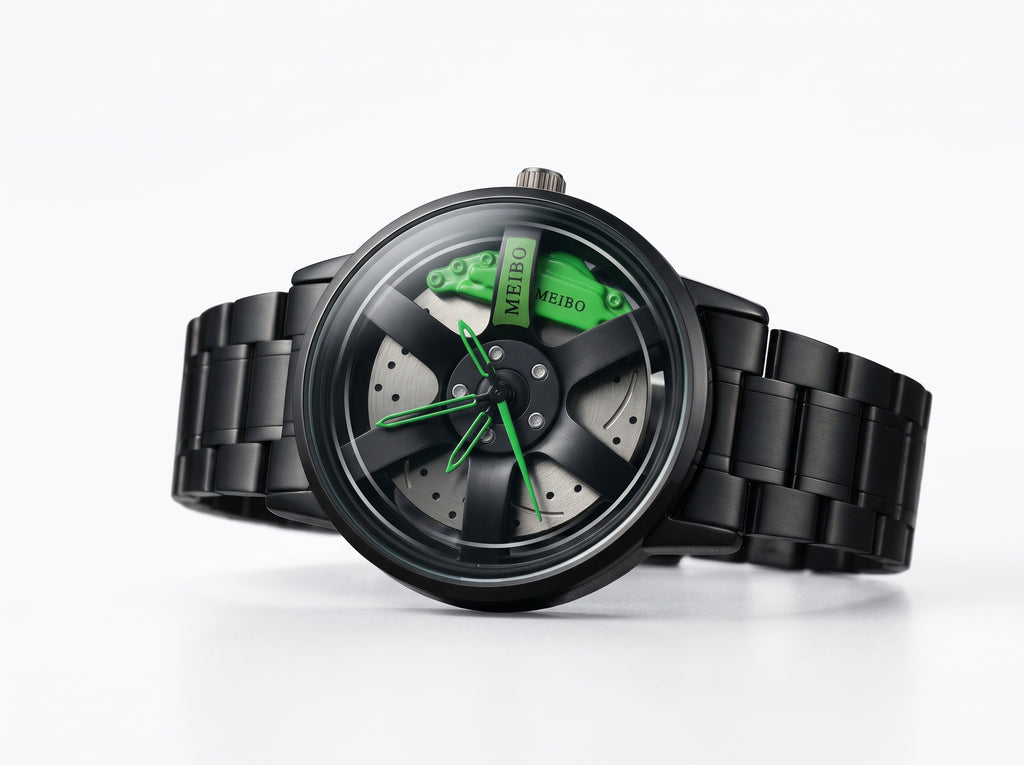 Custom 360° Spinning Car Wheel Watch – Stainless Steel Timepiece