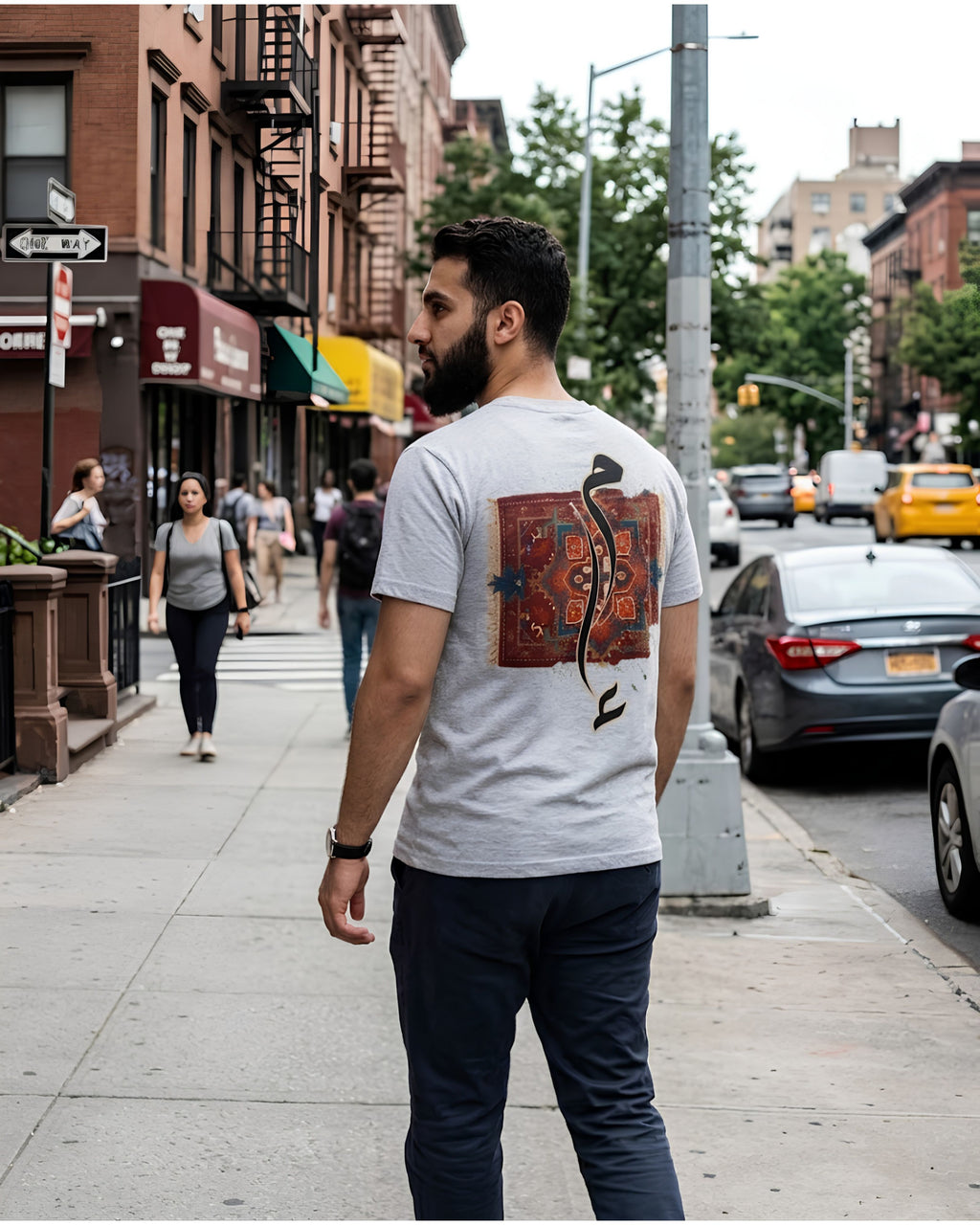İlmek & Mürekkep (Stitch & Ink) – Traditional Kilim & Calligraphy Back-Print Tee
