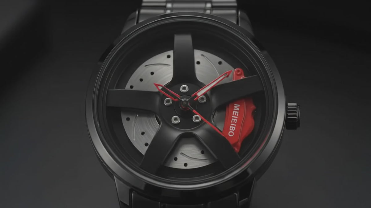 Custom 360° Spinning Car Wheel Watch – Stainless Steel Timepiece